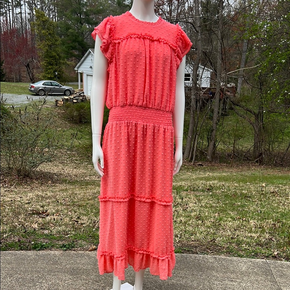 EUC CeCe Pink Flutter Sleeve Midi Dress